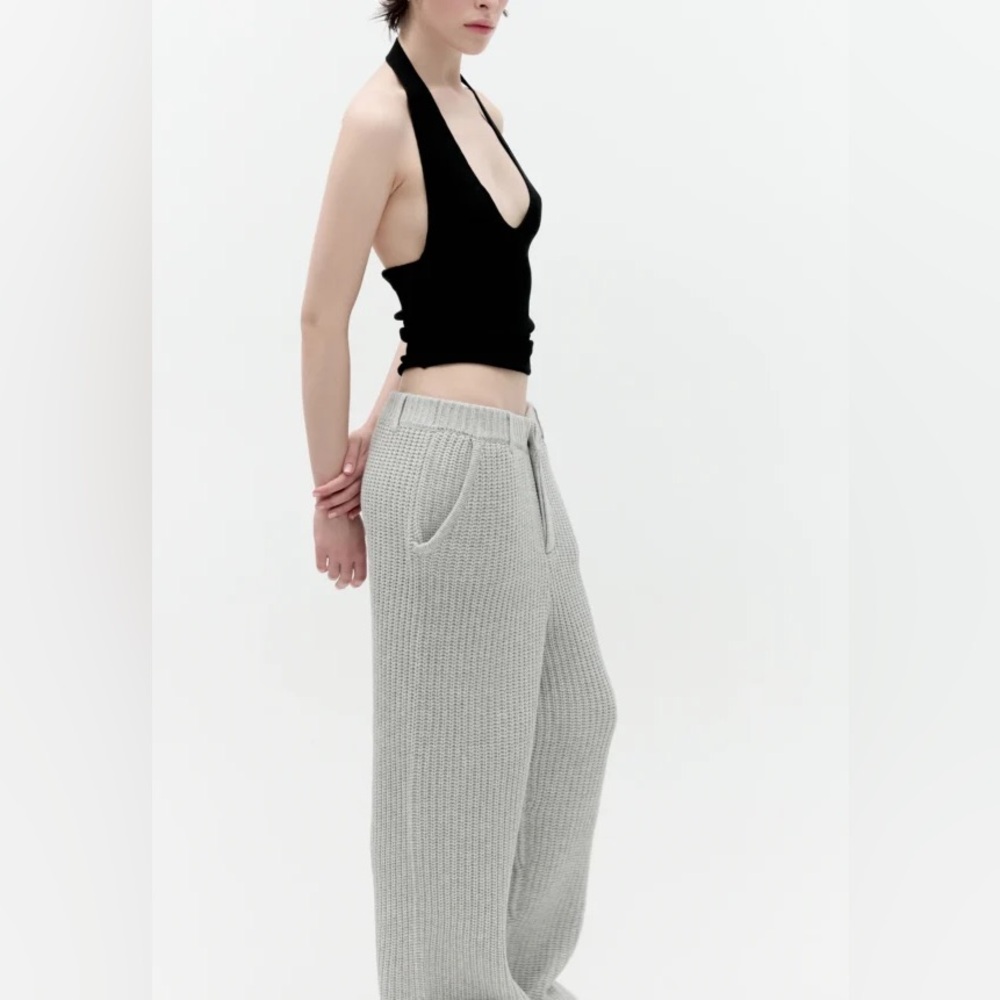 Aya Muse Gray Ribbed Knit Pants